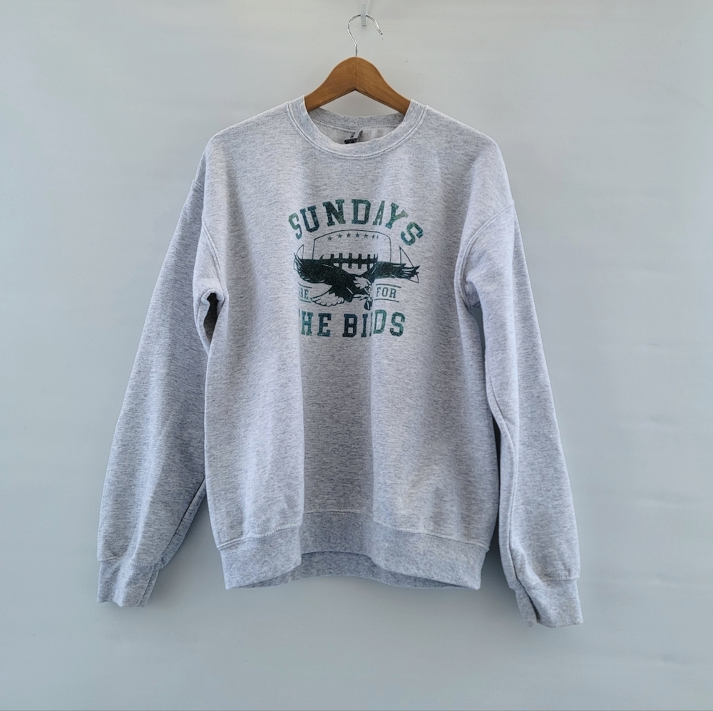 Sundays Are For The Birds Heather Gray Sweatshirt Size Medium Philadelphia Eagle - Picture 14 of 14